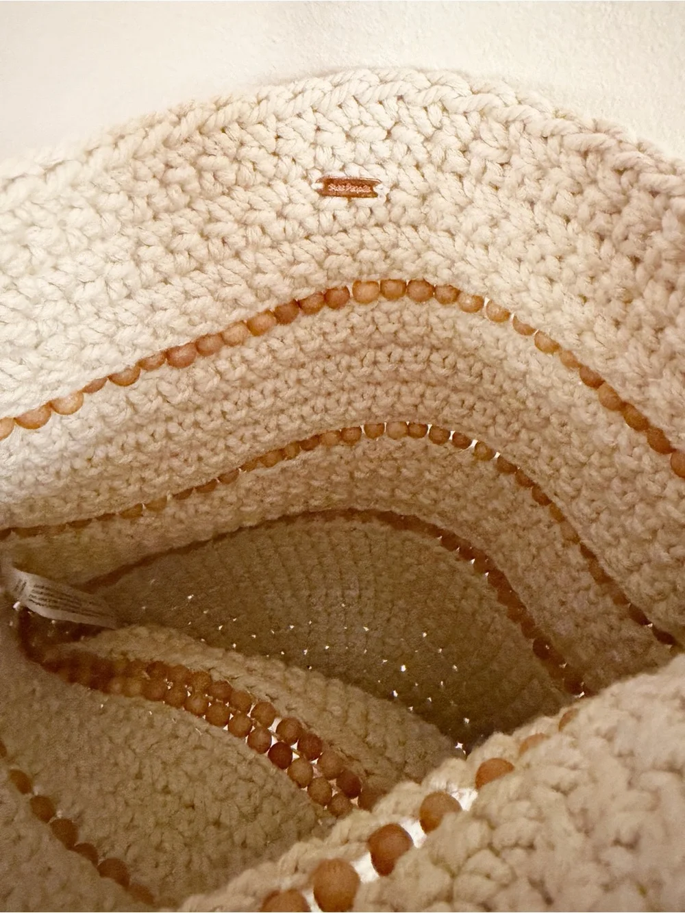 Free People Meet Me In Mallorca Crossbody Bag Cream Brown Beaded